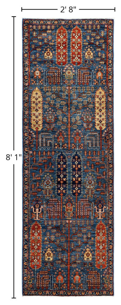 Serapi One-of-a-Kind Hand-Knotted Area Rug Light Blue, 2'8" x 8'1"