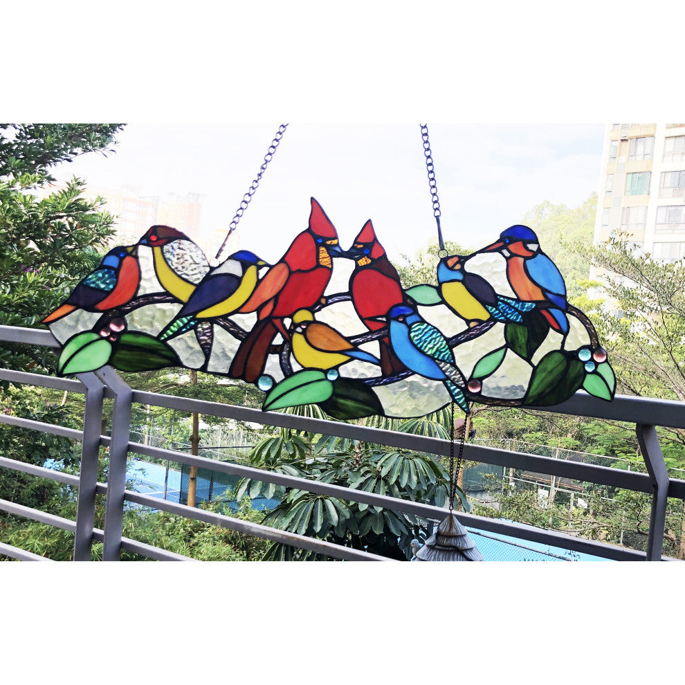 RUBINA Tiffany-Style Animal Stained Glass Window Panel, 10"