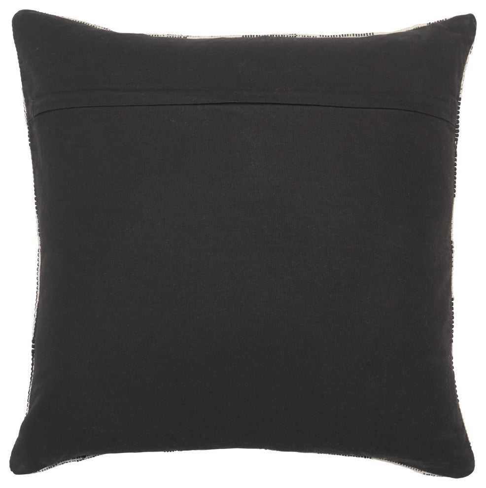 Wren Striped Black/ Cream Pillow 24" Square, Down Fill