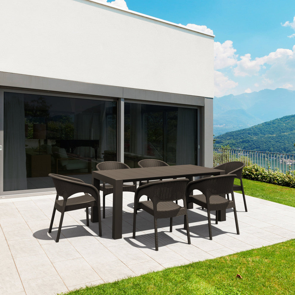 Compamia Panama 7-Piece Extendable Patio Dining Set, Brown