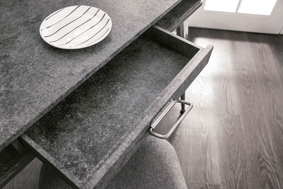 Metal Desk With Storage, Silver Finish