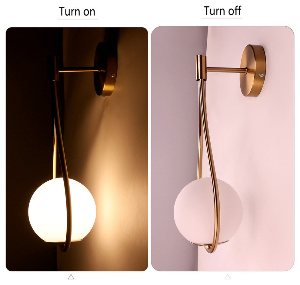 Antique Copper/Black Glass LED Wall Sconce For Living room, Bedside, Antique Cop