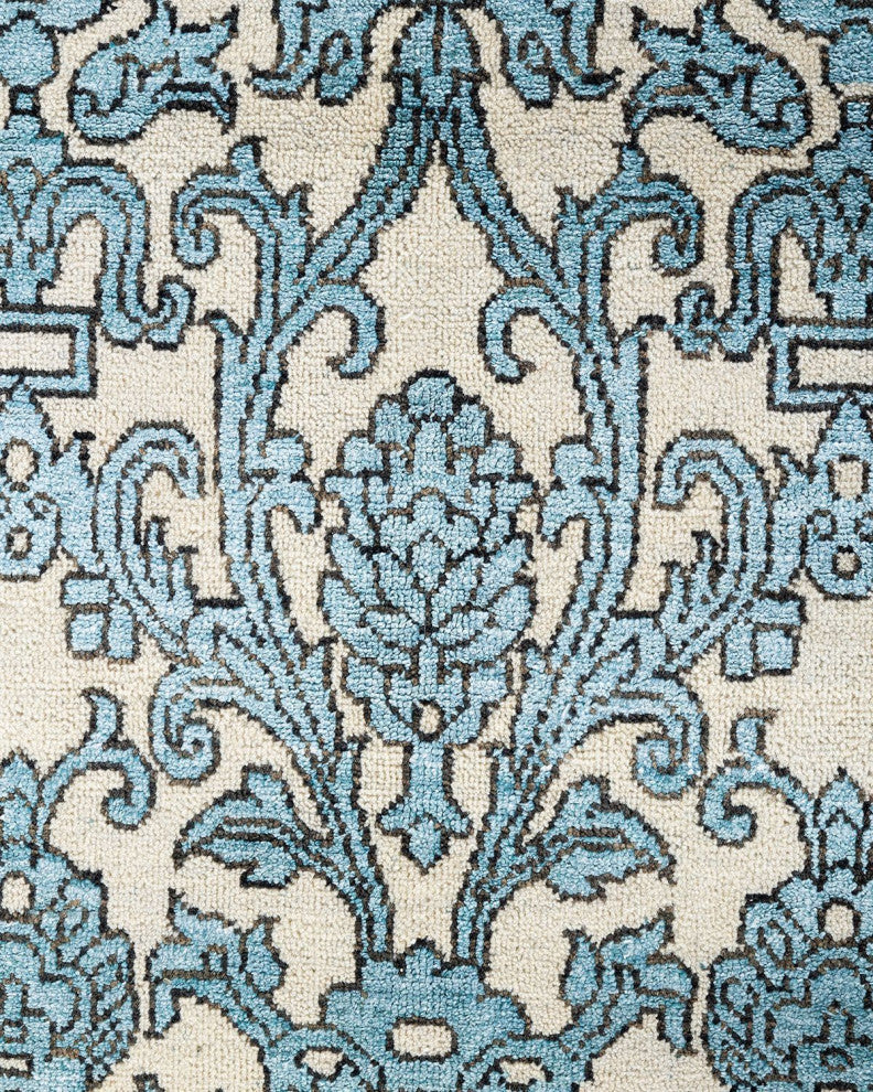 Ikat One-of-a-Kind Hand-Knotted Area Rug Ivory, 9' 2" x 12' 1"