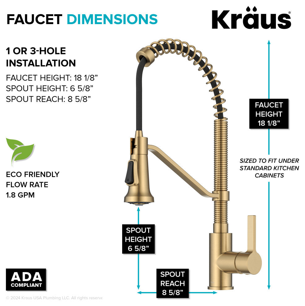 KRAUS Britt Commercial Style 2-Function 1-Handle Pull Down Kitchen Faucet BB
