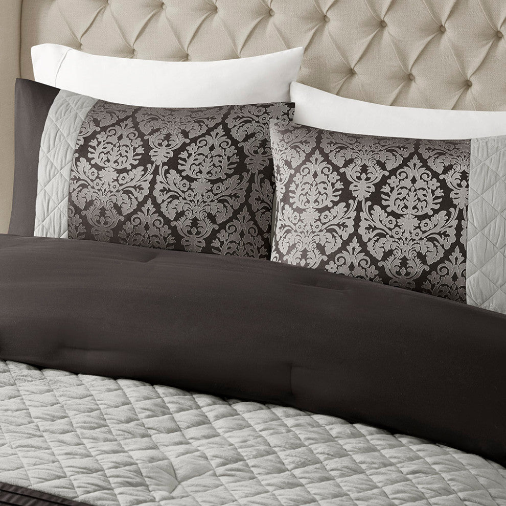 Madison Park Lily 6 Piece Jacquard Comforter Set With Throw Pillows