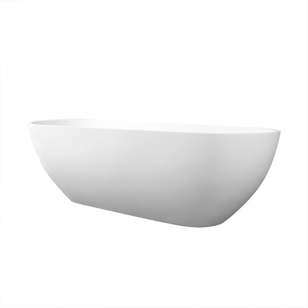 59 inch Artificial Stone Solid Surface Freestanding Bathtub in White