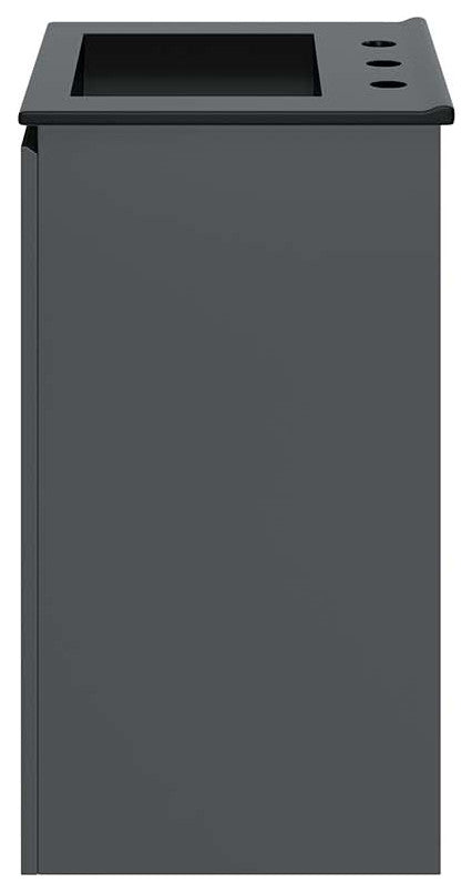 Sink Vanity Cabinet, Wall Mount, Gray Black, Ceramic, Modern, Bathroom