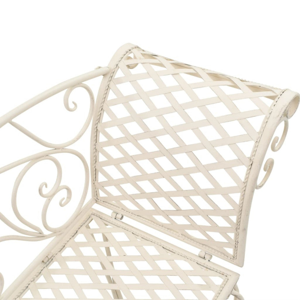 vidaXL Garden Chaise Lounge 50.4" Metal Antique White