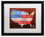"USA Flag Map" Matted Framed Canvas Art by Design Turnpike