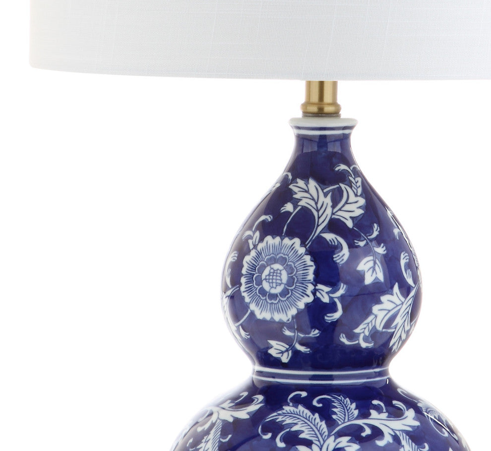 Lee 27" Ceramic Chinoiserie Table Lamp, Blue and White