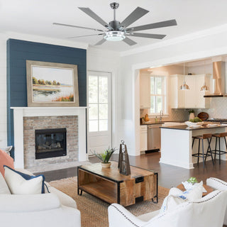 72" Modern Ceiling Fan with Reversible Blades, Dimmable Light and Remote, Chrome, 72"