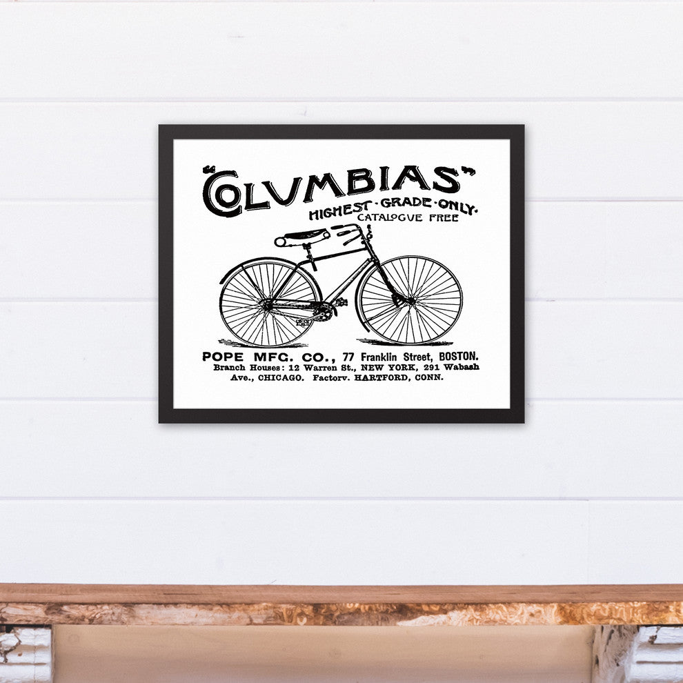 Vintage Bike Ad 16"x20" Black Framed Print on Canvas