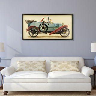 Antique Automobile Hand Made Dimensional Collage Framed Wall Art Under Glass