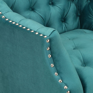 Norway Tufted Accent Chair with Nailhead Trim, Teal