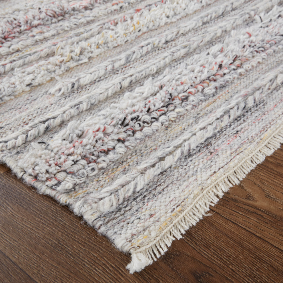 Weave & Wander Akton Shag Rug, Gray/Red/Yellow, 10ft x 14ft Rug