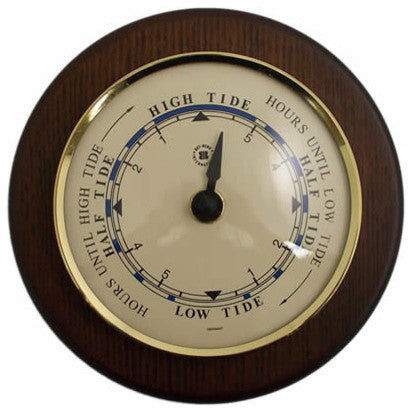 Tide Clock on 5" Cherry Wood With Brass Bezel.
