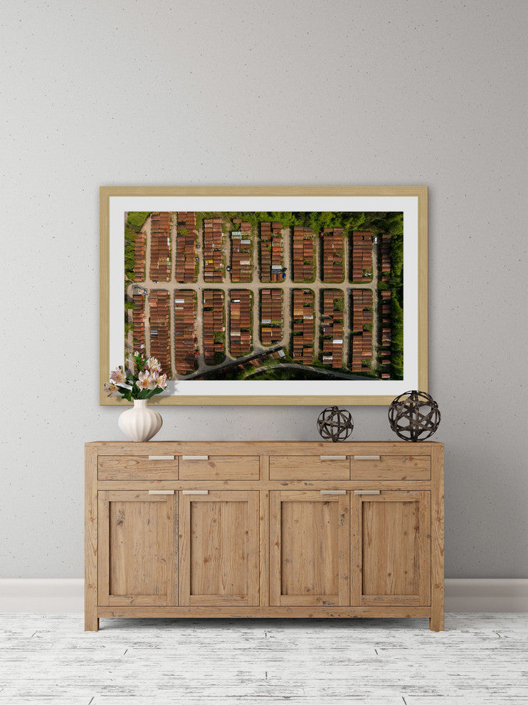 "Boxcars Rows" Framed Print by Karolis Janulis