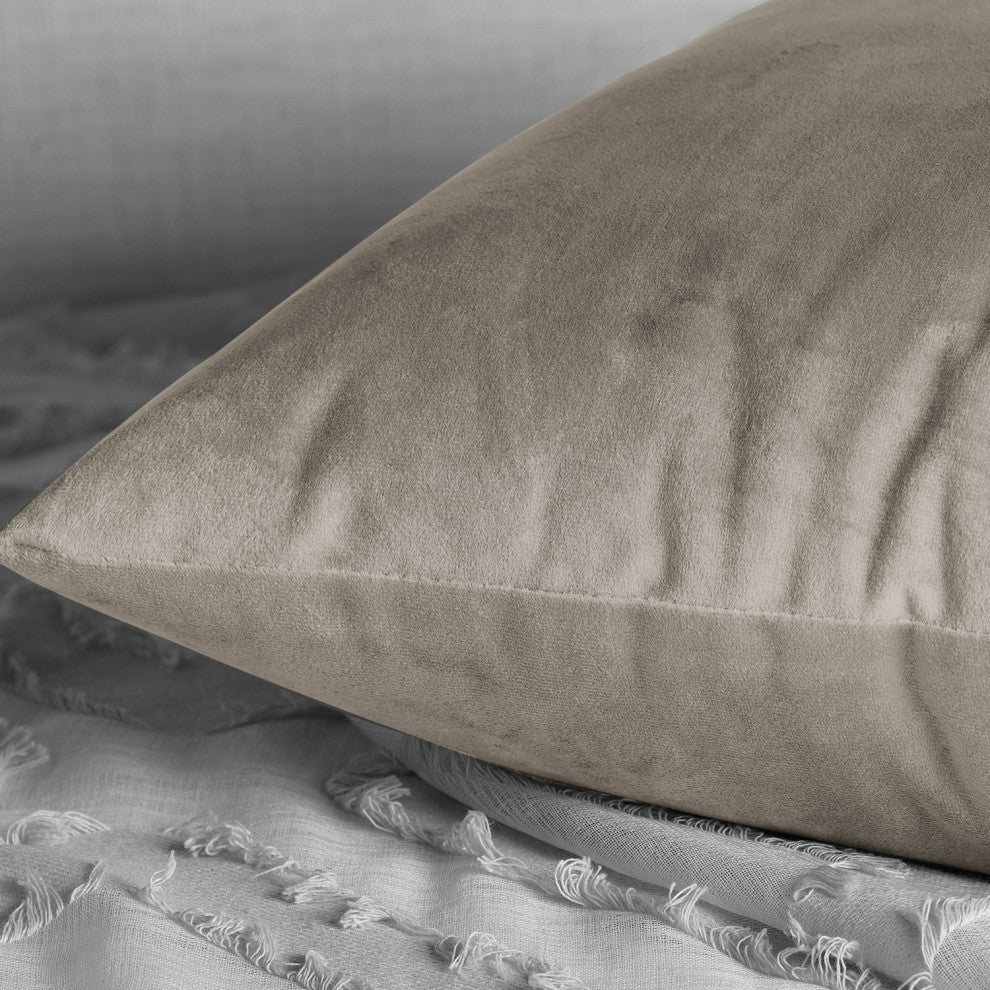 Heritage Plush Velvet Cushion Cover Pair, Gallery Taupe, 18w X 18l