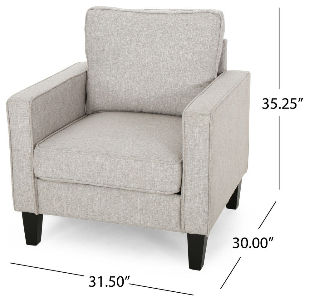 Elizabeth Contemporary Fabric Club Chair, Beige, Dark Brown