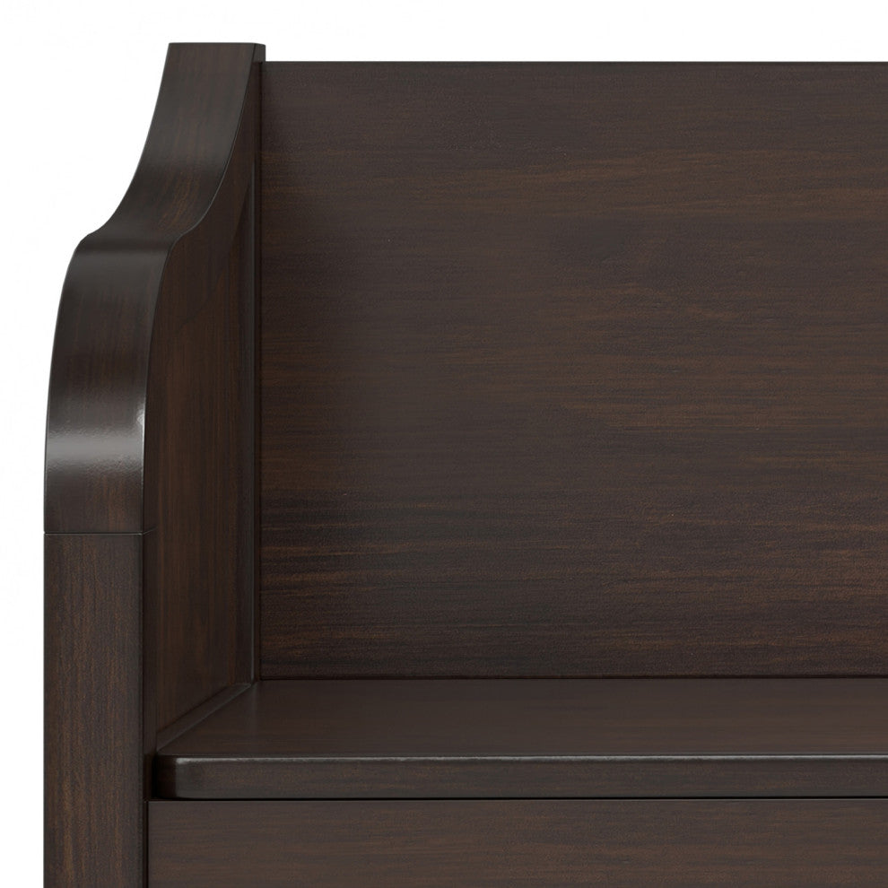 Connaught Solid Wood Entryway Storage Bench With Shelf, Chestnut Brown