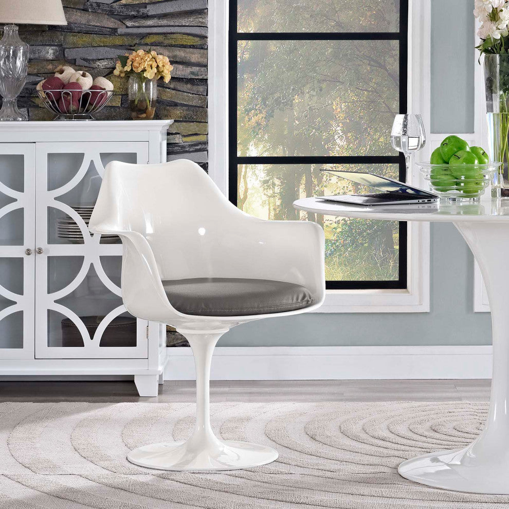 Modern Gray Tulip Dining Vinyl Armchair