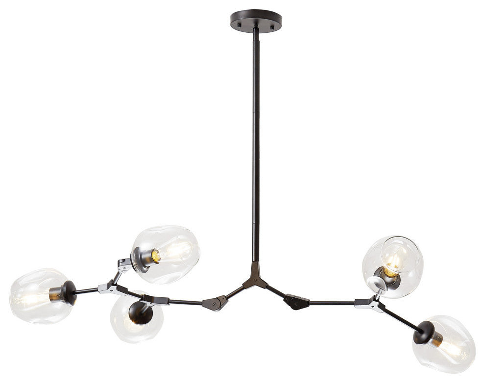 Oaks Aura Modern 5-Light Adjustable Sputnik Chandelier, Transparent