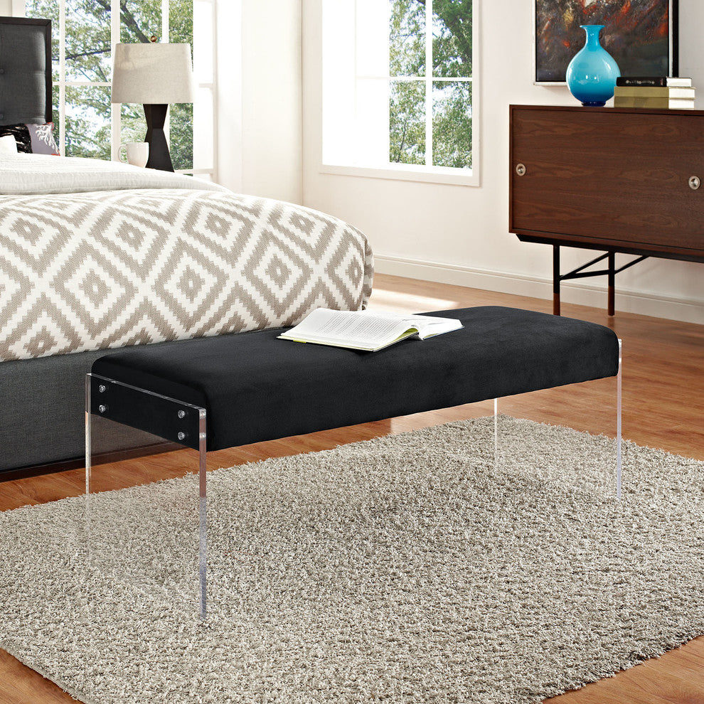Roam Velvet Bench, Black