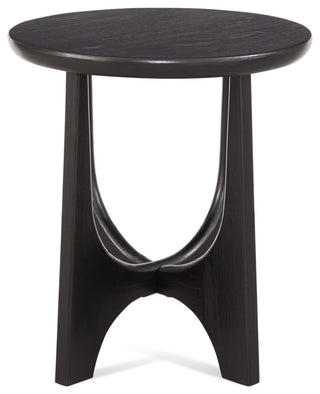 Black Matte Stain Round End Table Organic Architectural