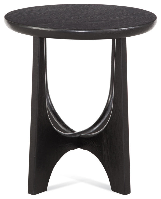 Black Matte Stain Round End Table Organic Architectural