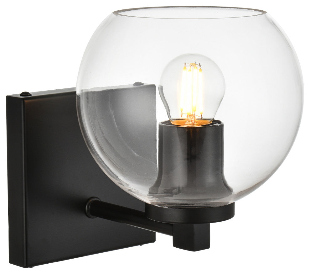 1 Light Black And Clear Bath Sconce