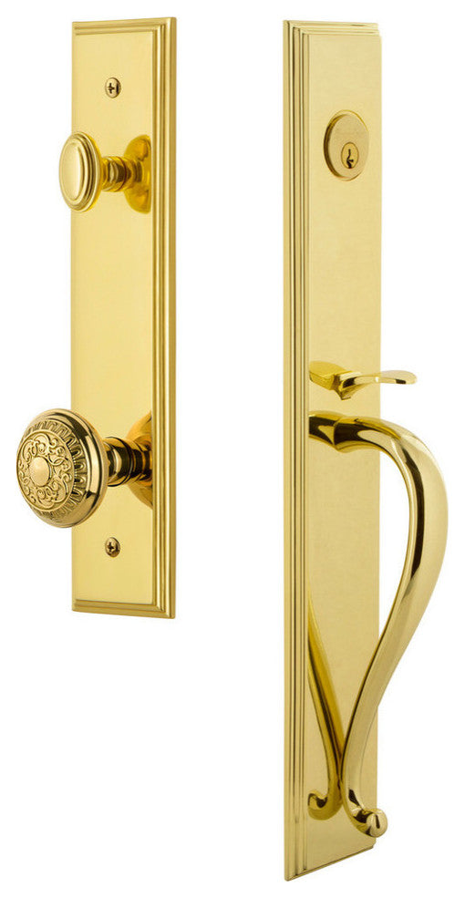 Carre' 1-Piece Dummy Handleset, S Grip and Windsor Knob, Lifetime Brass, 849223