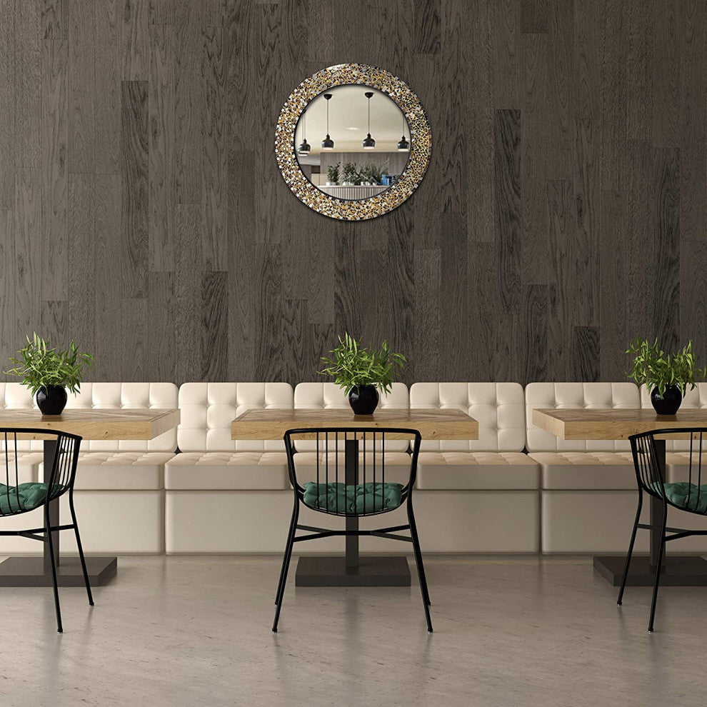 DecorShore 24" Decorative Mosaic Glass Wall Mirror (Golden Sands)