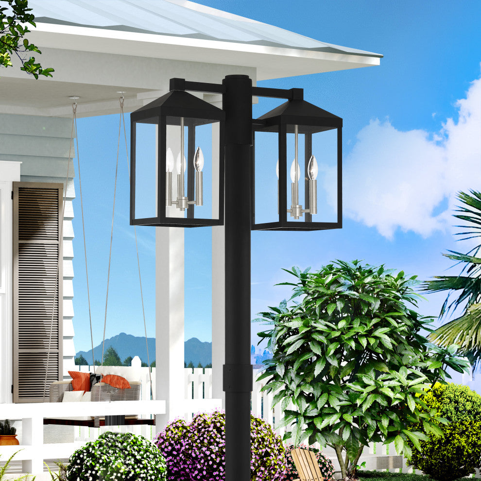 Livex Nyack 5 Light Black/Brushed Nickel Cluster XL Outdoor Wall Lantern