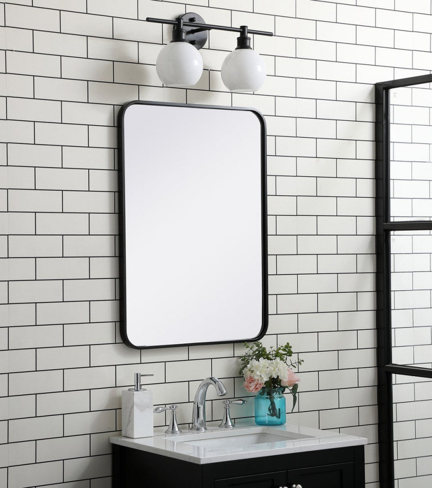 Ellis Soft Corner Metal Rectangular Mirror, Black, 22"x30"