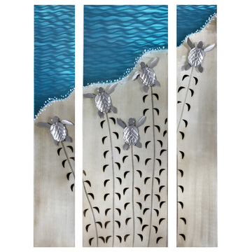 "Making Tracks" Baby Seaturtles Triptych
