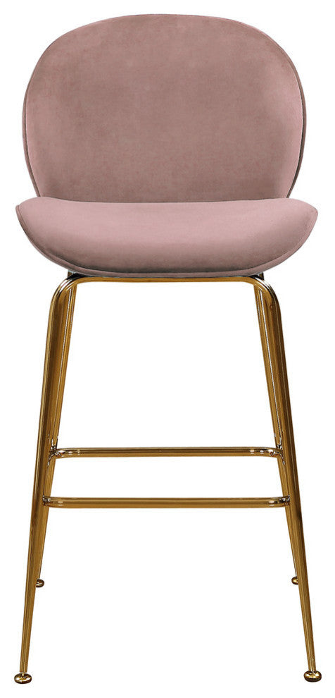 Paris Velvet Upholstered Counter Stool (Set of 2), Pink, Gold Base