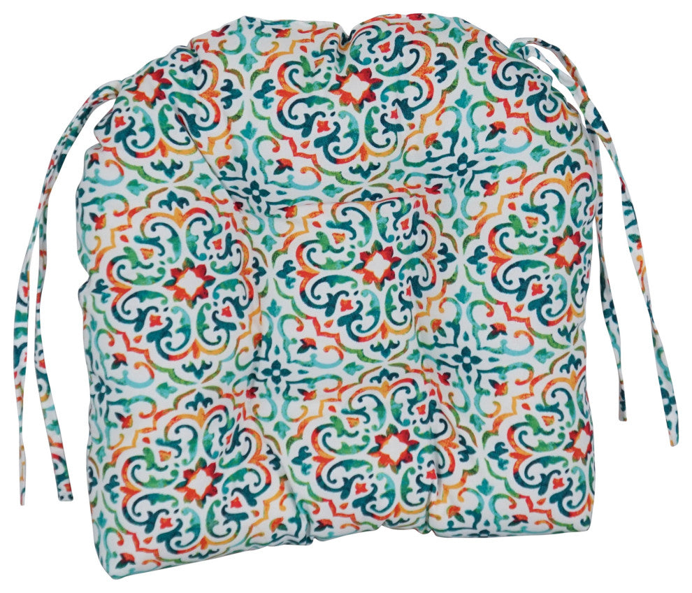 16" Spun Polyester Outdoor U-Shaped Tufted Chair Cushions, Set of 6, Reina Opal