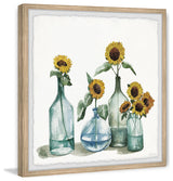 "Sunflowers, Blue Vase" Framed Painting Print