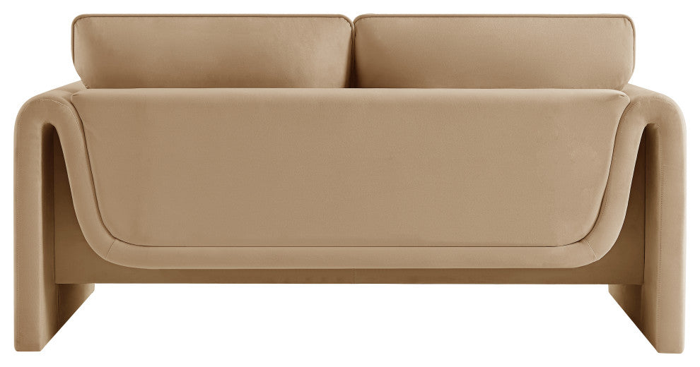 Sloan Camel Velvet Fabric Loveseat