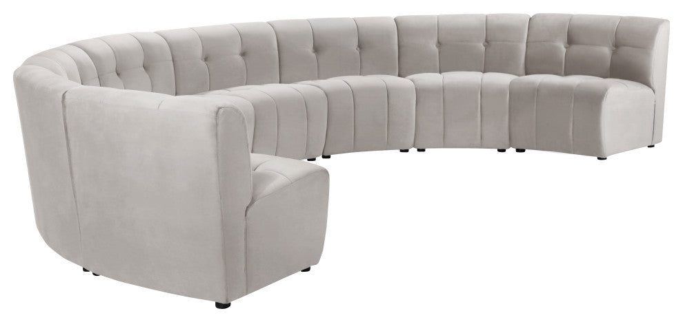 Limitless Velvet Upholstered 8-Piece Modular Sectional, Cream