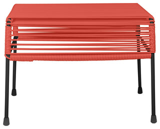 Atom Indoor/Outdoor Handmade Ottoman with Black Frame, Papaya Weave