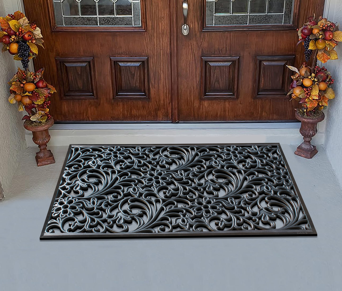 A1HC Floral Large Natural Rubber, Outside entryway Durable Doormat 30"� X 48"