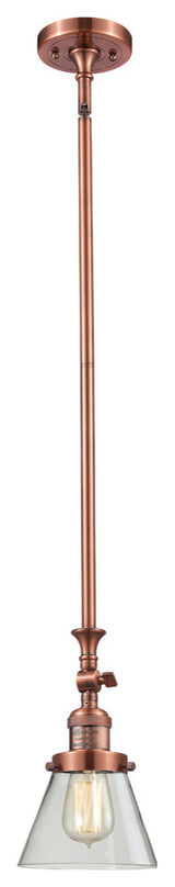 1-Light Small Cone 6" Pendant, Antique Copper, Glass: Clear