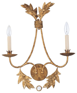 2-Light Distressed Gold With Crystal 22" Sweet Olive Wall Sconce