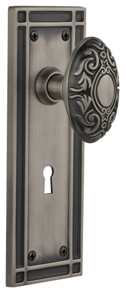 Mission Plate Passage Victorian Knob, Antique Pewter