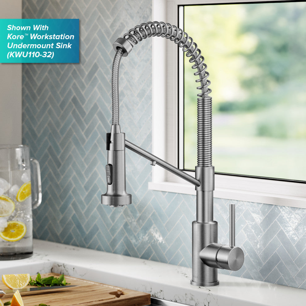Bolden Commercial Style 2-Function Pull-Down 1-Handle 1-Hole Kitchen Faucet, Spot Free Stainless Steel (Filter Kitchen Faucet)