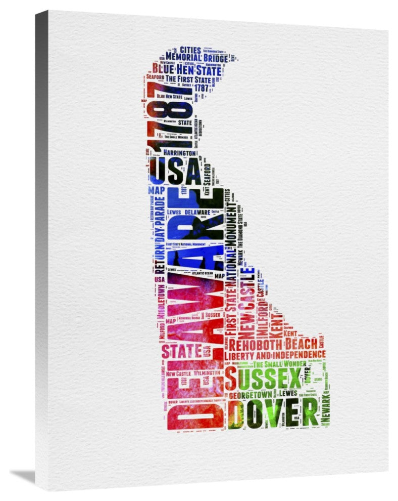 "Delaware Watercolor Word Cloud" Fine Art Print