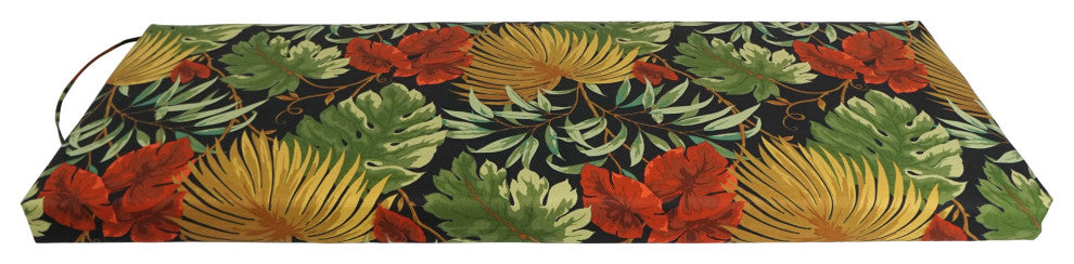 51"X19" Patterned Outdoor Spun Polyester Loveseat Cushion, Tropique Raven