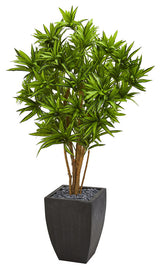 Nearly Natural Dracaena Artificial Tree in Black Planter