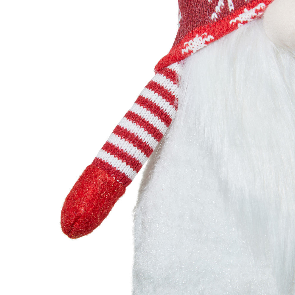 28"H Fabric Christmas Gnome Shelf Sitter With Dangling Legs